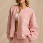 Oversized Zip-Up Cardigan in Blush Pink - Image 7