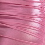 Long Sleeve Metallic Jersey Mini Dress in Rose Pink - Image 5