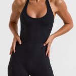 Halterneck Short Unitard in Black - Image 8
