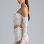 Ruched Ruffle Asymmetric Top in Ivory - Image 3