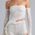 Ruched Ruffle Asymmetric Top in Ivory - Image 5