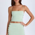 Ruched Cut-Out Mini Skirt in Green - Image 6