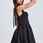 Draped Corset Mini Dress in Black - Image 3