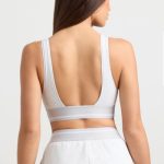 Plunge-Neck Crop Top in Grey Marl - Image 2