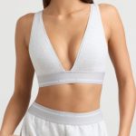 Plunge-Neck Crop Top in Grey Marl - Image 4