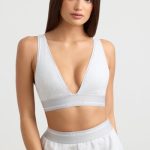 Plunge-Neck Crop Top in Grey Marl - Image 6