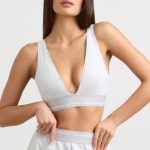Plunge-Neck Crop Top in Grey Marl - Image 7