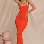 Micro Strap Detail Maxi Dress in Tangerine