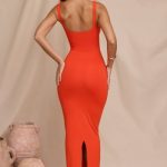 Micro Strap Detail Maxi Dress in Tangerine - Image 2