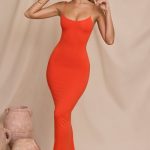 Micro Strap Detail Maxi Dress in Tangerine - Image 7