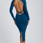 Modal Cross-Back Midaxi Dress in Deep Teal