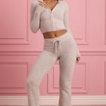 Fluffy Knit Wide-Leg Trousers in Cloud Grey - Image 4