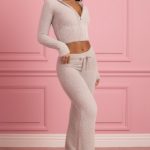 Fluffy Knit Wide-Leg Trousers in Cloud Grey - Image 6