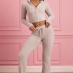 Fluffy Knit Wide-Leg Trousers in Cloud Grey - Image 7