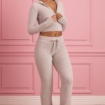 Fluffy Knit Wide-Leg Trousers in Cloud Grey - Image 8