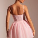 Embellished Corset Tulle Skirt Mini Dress in Blush - Image 2