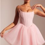 Embellished Corset Tulle Skirt Mini Dress in Blush - Image 7