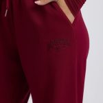 Low-Rise Wide-Leg Joggers in Burgundy - Image 5