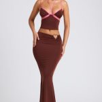 Mid Rise Maxi Skirt in Chocolate Brown