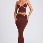 Mid Rise Maxi Skirt in Chocolate Brown - Image 6