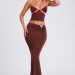 Mid Rise Maxi Skirt in Chocolate Brown - Image 8