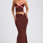Mid Rise Maxi Skirt in Chocolate Brown - Image 9