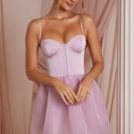 Tulle Skirt Corset Mini Dress in Dusty Pink
