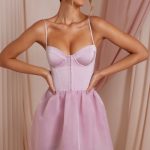 Tulle Skirt Corset Mini Dress in Dusty Pink - Image 7