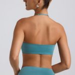 Slinky Jersey Hardware Detail Halterneck Bralette in Sea Green - Image 2