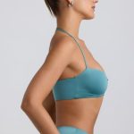 Slinky Jersey Hardware Detail Halterneck Bralette in Sea Green - Image 3