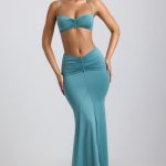 Slinky Jersey Hardware Detail Halterneck Bralette in Sea Green - Image 7