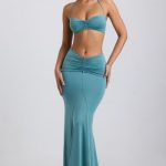 Slinky Jersey Hardware Detail Halterneck Bralette in Sea Green - Image 8