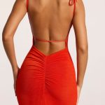 Textured Jersey Open Back Maxi Dress in Fiery Red - Image 8
