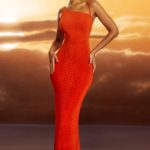 Textured Jersey Open Back Maxi Dress in Fiery Red - Image 9