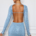 Embellished Cut-Out Mini Dress in Light Blue - Image 2