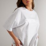 Oversized Short Sleeve T-Shirt in Heather Grey - Image 3