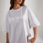 Oversized Short Sleeve T-Shirt in Heather Grey - Image 4