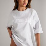 Oversized Short Sleeve T-Shirt in Heather Grey - Image 7