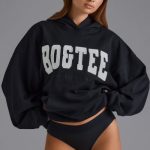 Appliqu?? Oversized Hoodie in Black