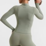 Zip Up Jacket in Bamboo Green - Image 2