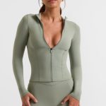 Zip Up Jacket in Bamboo Green - Image 4