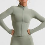 Zip Up Jacket in Bamboo Green - Image 8