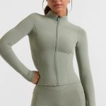 Zip Up Jacket in Bamboo Green - Image 9