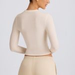 Ribbed Modal Long-Sleeve Top in Ecru - Image 2