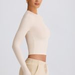 Ribbed Modal Long-Sleeve Top in Ecru - Image 3