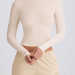 Ribbed Modal Long-Sleeve Top in Ecru - Image 4