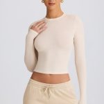 Ribbed Modal Long-Sleeve Top in Ecru - Image 7