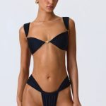 Ruched Cheeky Bikini Bottoms in Black - Image 5