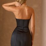 Structured Tulip Mini Dress in Black - Image 3
