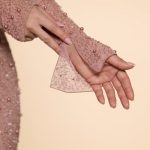Embellished Wrap Over A-Line Mini Dress in Beige - Image 9